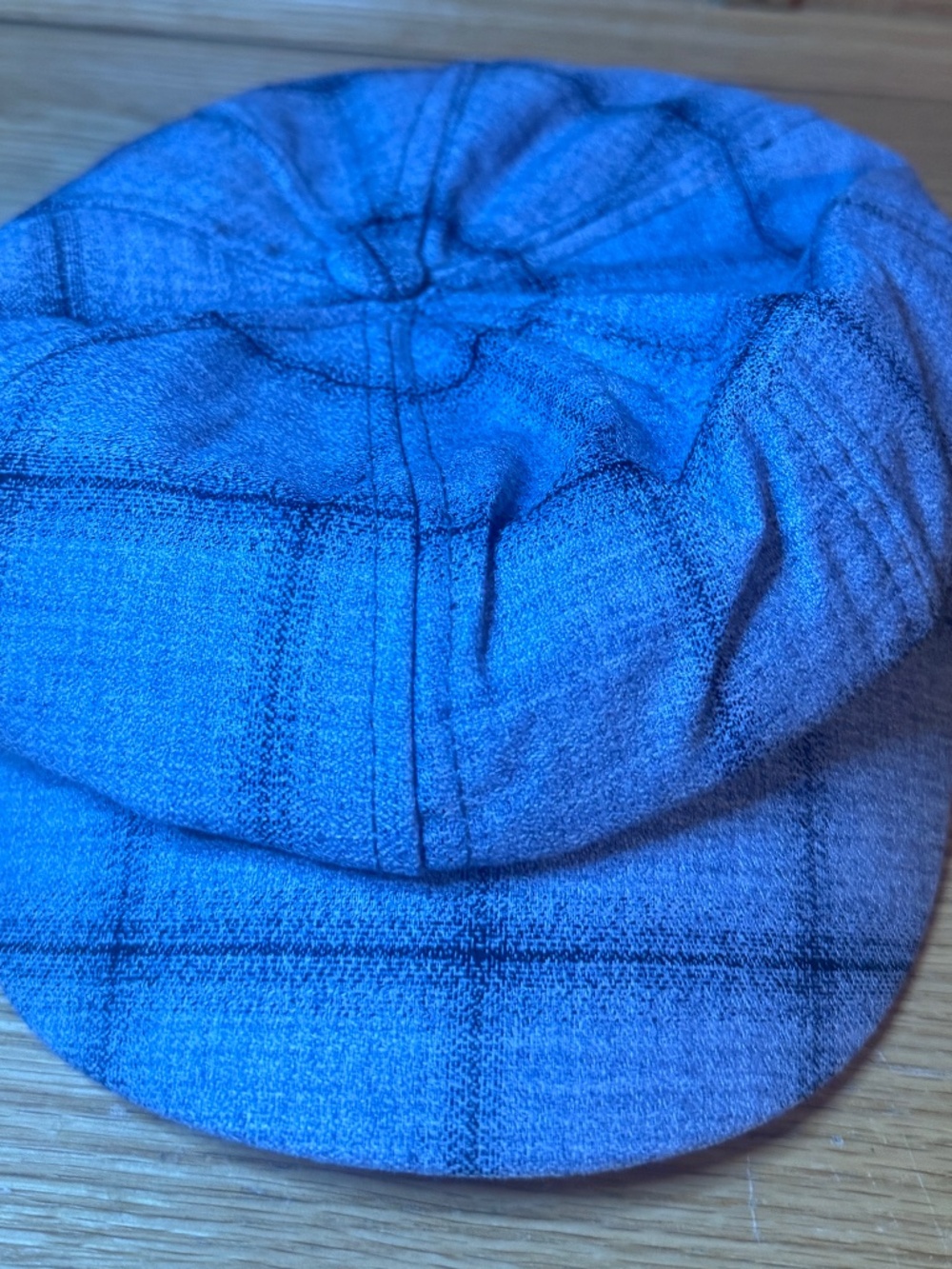 New Women's Gray Plaid Newsboy Cap One Size Fits Most 8.5 In. Round Hat Casual